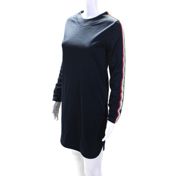 Scotch And Soda Womens Glitter Striped Print Shift Midi Dress Navy Size 14 - Picture 2 of 6